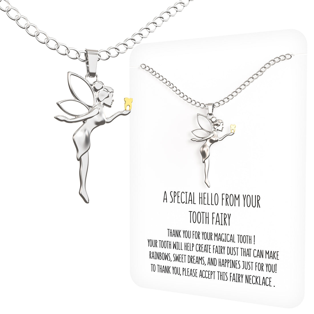 Tooth Fairy Necklace – A Message from Your Tooth Fairy Token
