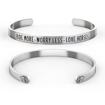 Horse Cuff Bracelet – “Ride More – Worry Less – Love Horses”