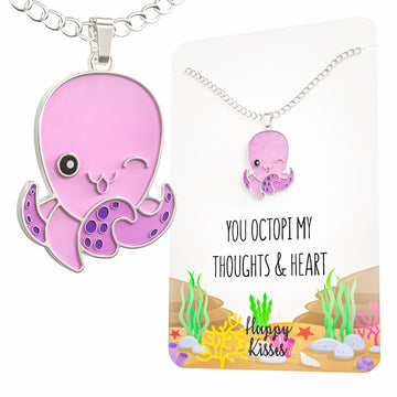 Octopus Necklace - Nautical Pendant for Sea Lovers with Message Card – “You Octopi My Thoughts & Heart”