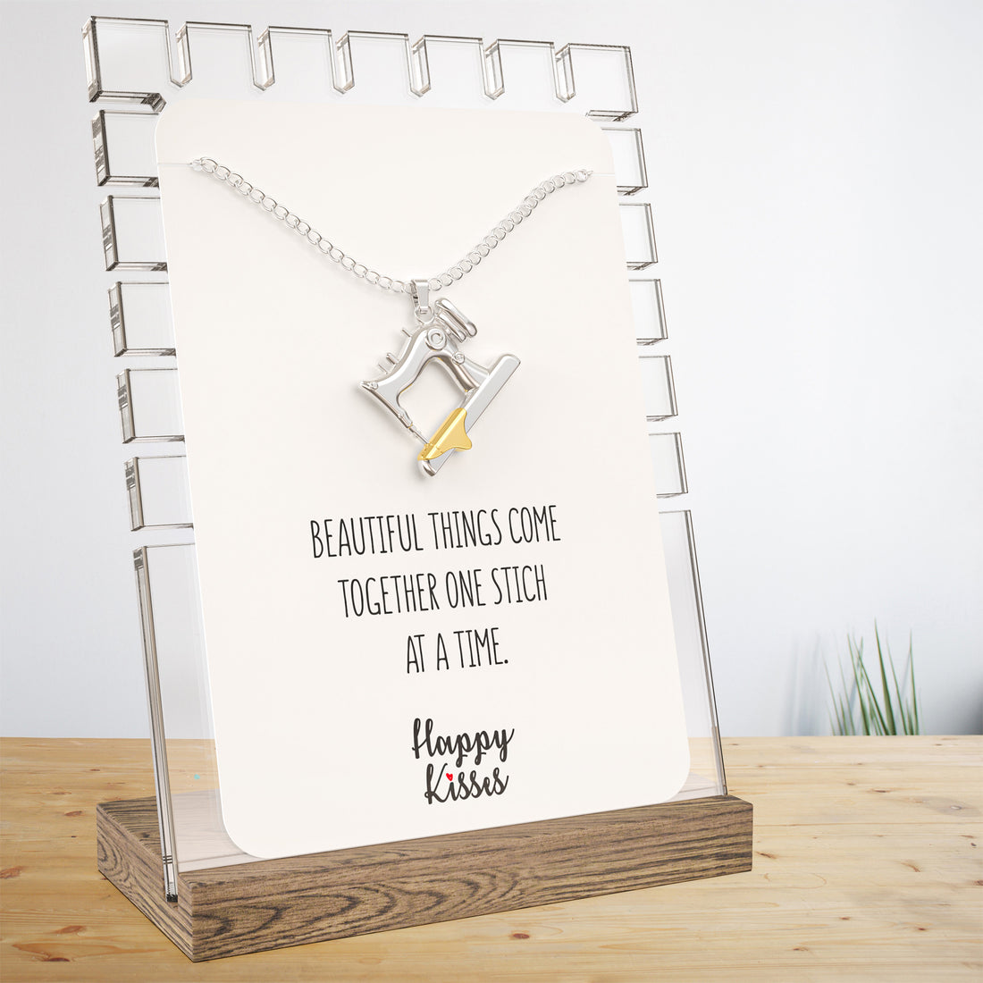Sewing Charms Necklace Gifts For Quilters and Sewers – Gift Card Message “Beautiful Things Come Together One Stitch At A Time”
