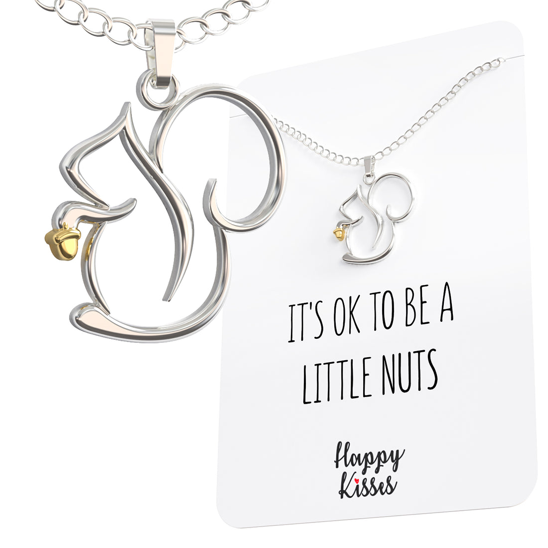 Squirrel Necklace with Box - Charming Squirrel Pendant with Funny Message Card - Ideal Squirrel Gift for Women, Squirrel Lovers, and Wildlife Enthusiasts