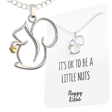 Squirrel Necklace - Charming Squirrel Pendant with Funny Message Card - Ideal Squirrel Gift for Women, Squirrel Lovers, and Wildlife Enthusiasts