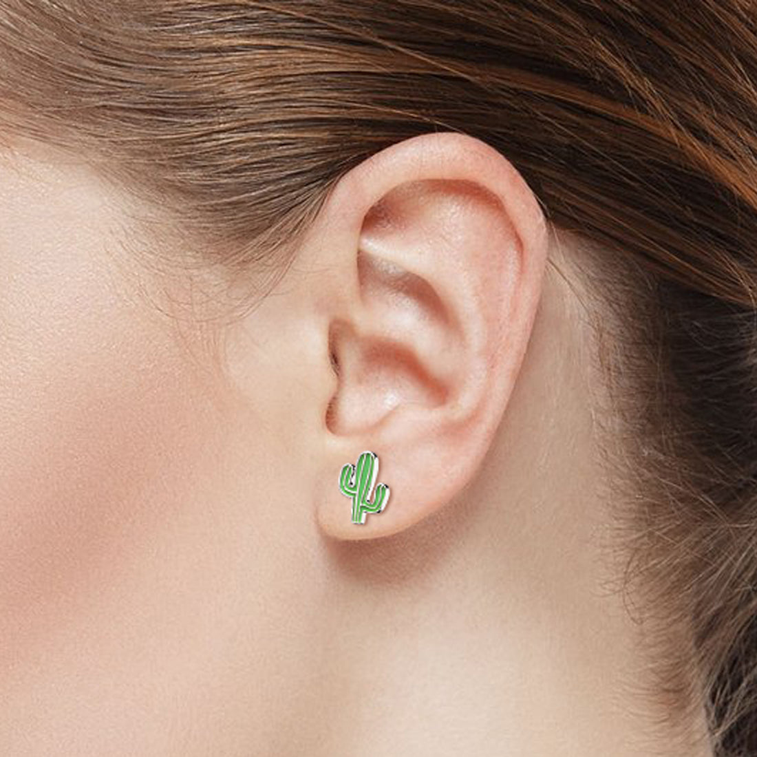 Cactus Earrings - Themed Jewelry Gift For Women and Girls - Cute Western Style Silver Studs