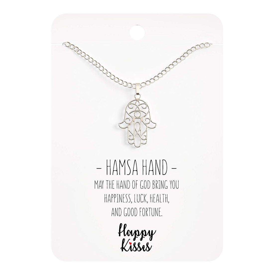Hamsa Hand Necklace – Fetima Pendant – Silver