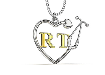 RT "Respiratory Therapist" Heart Shaped Stethoscope Necklace