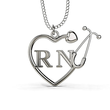 RN "Registered Nurse" Heart Shaped Stethoscope Necklace