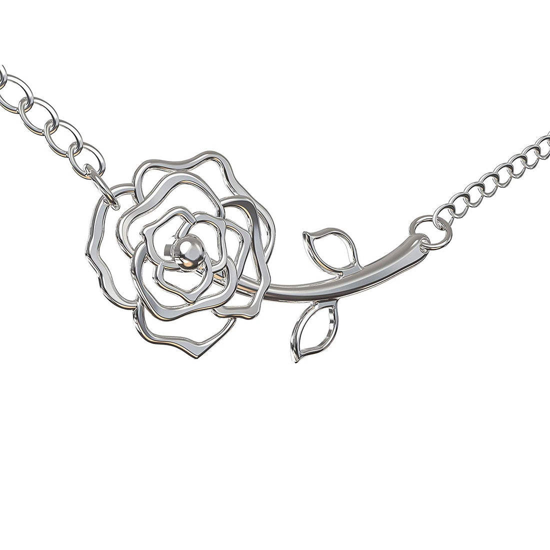 Rose Flower Necklace - Silver & Gold/Silver