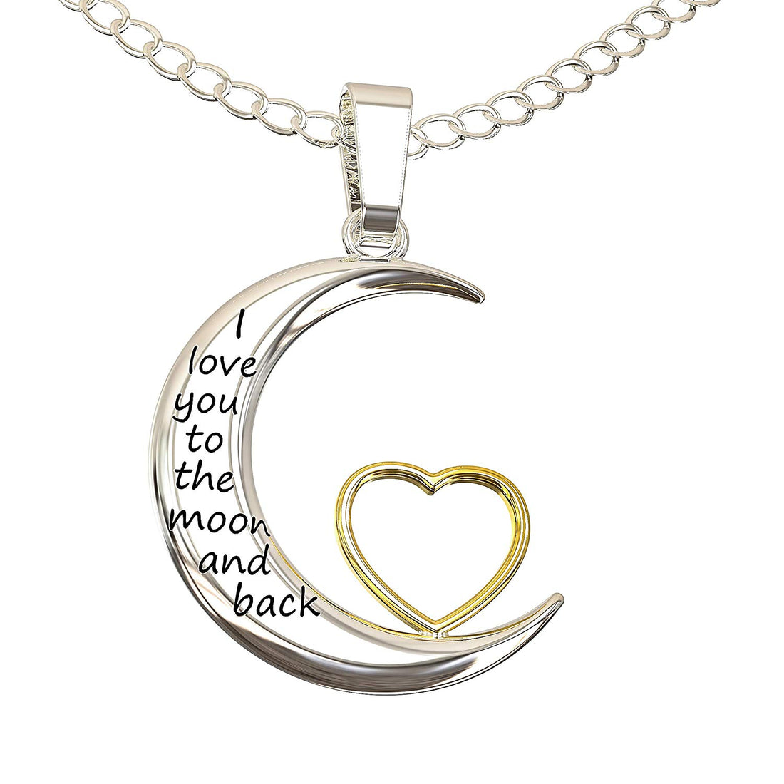"I Love You to The Moon Back" Necklace - Silver/Gold
