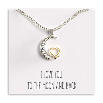 "I Love You to The Moon Back" Necklace - Silver/Gold