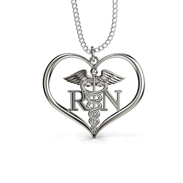 RN "Registered Nurse" Heart Shaped Necklace