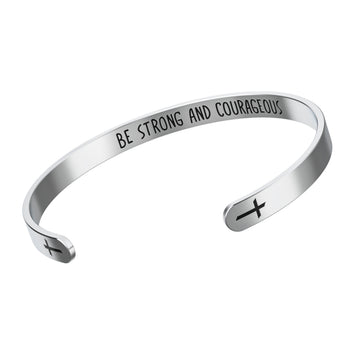 Be Strong And Courageous Cross Bracelet – Religious Bracelet – Joshua 1:9 — Catholic or Christian Women & Girls