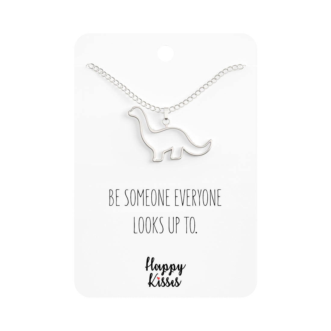 Dinosaur Brontosaurus Necklace - Cute Pendant Gift - Sweet & Funny Message Card