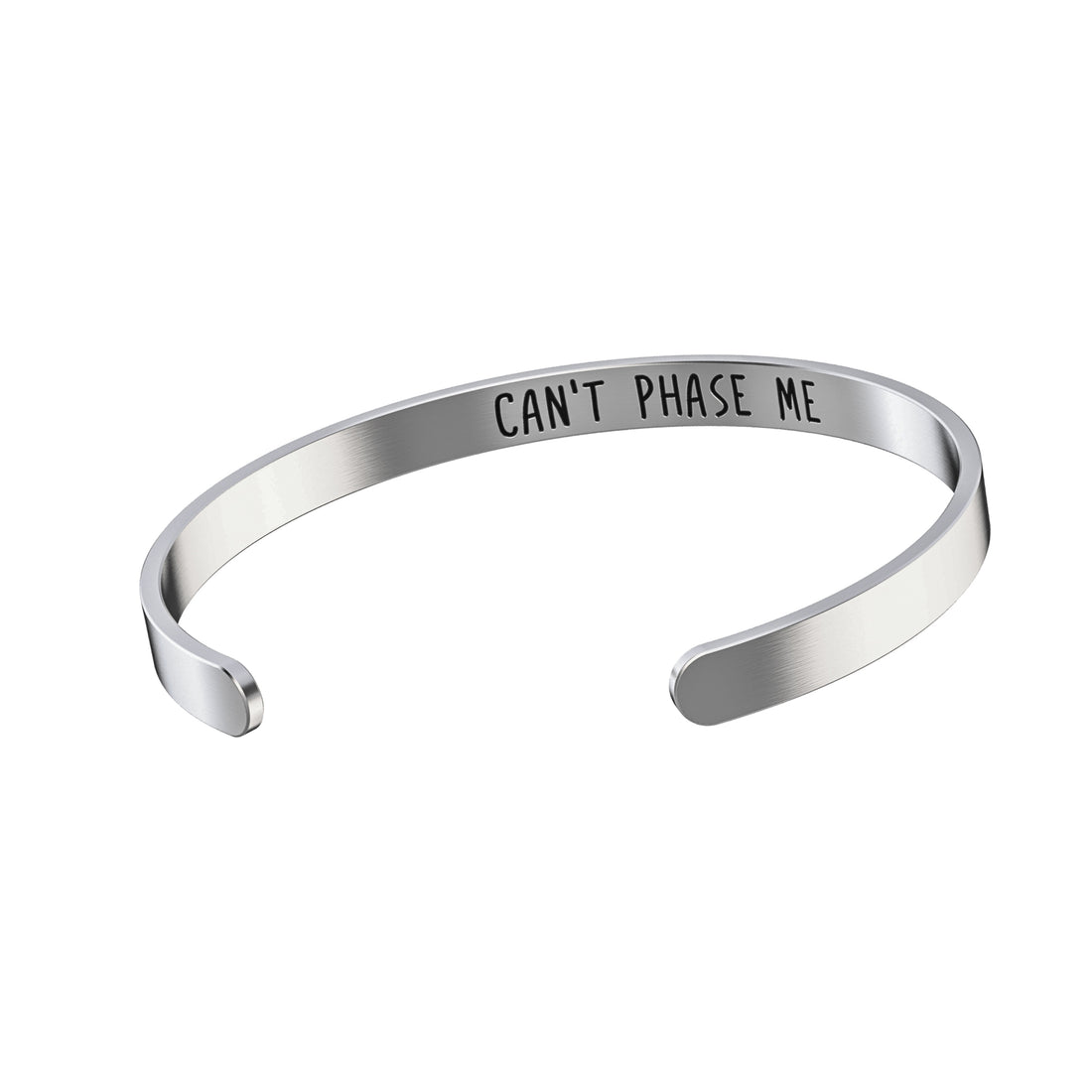 Moon Phases Bracelet - Moon Gifts for Women - Cute Stainless Steel Bangle – Silver Cuff with “Can’t Phase Me” Inspirational Quote