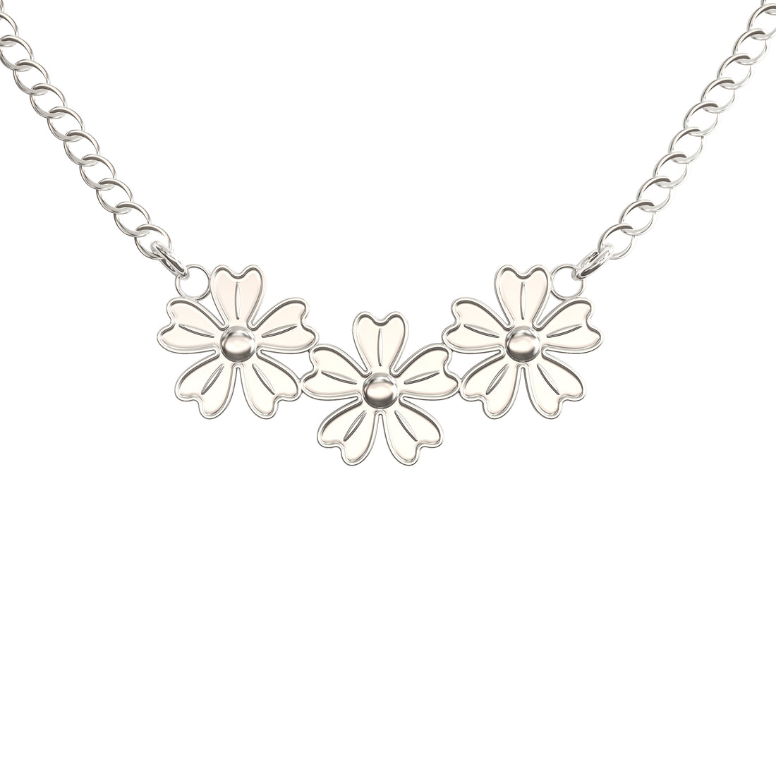 Flower Girl Necklace - Silver - Wedding Complete Thank You - Message Card