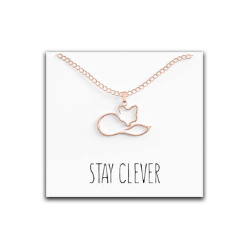 Fox Necklace – “Stay Clever” Message Pendant – Cute Charm Gift