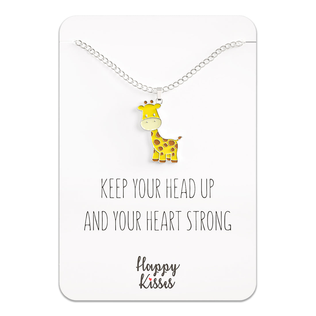 Cute Giraffe Necklace Kids Charm with Inspirational Card Gifts for Girls and Teens