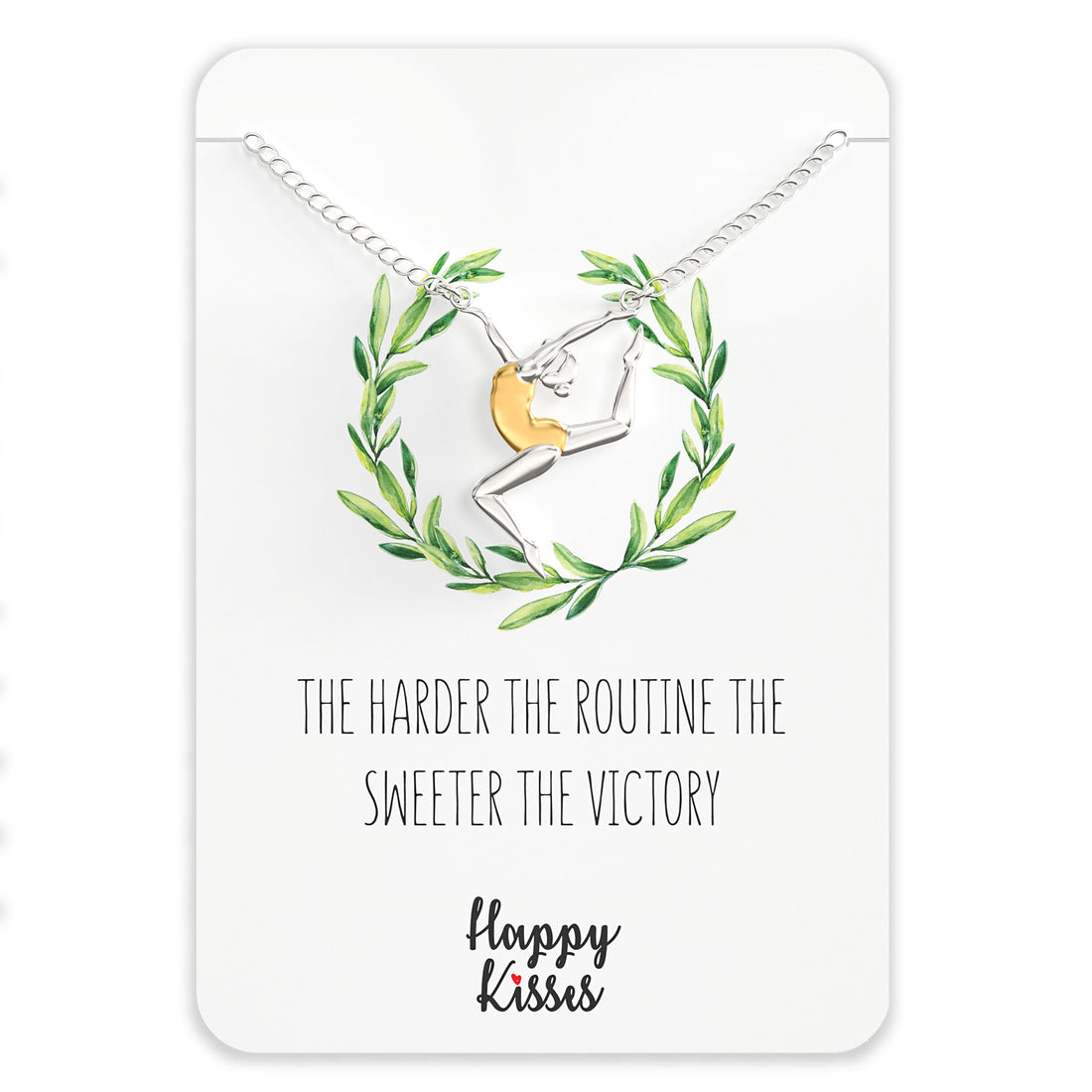 Gymnastic Gift Necklace – Cute Gymnast Pendant Charm for Girls & Teens on a Gymnastics Team – Inspirational Message Card
