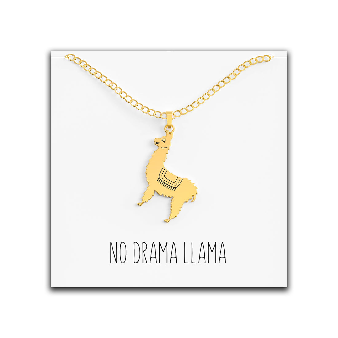 Llama Necklace – "No Drama Llama!" message – Silver & Gold Plated