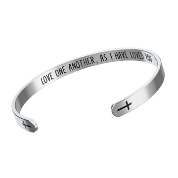 Love One Another As I Have Loved You Cross Bracelet – Religious Bracelet – John 15:12 — Catholic or Christian Women & Girls