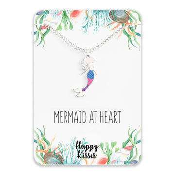 Mermaid Necklace – Cute Mermaid Gift – “Mermaid at Heart” Message Card