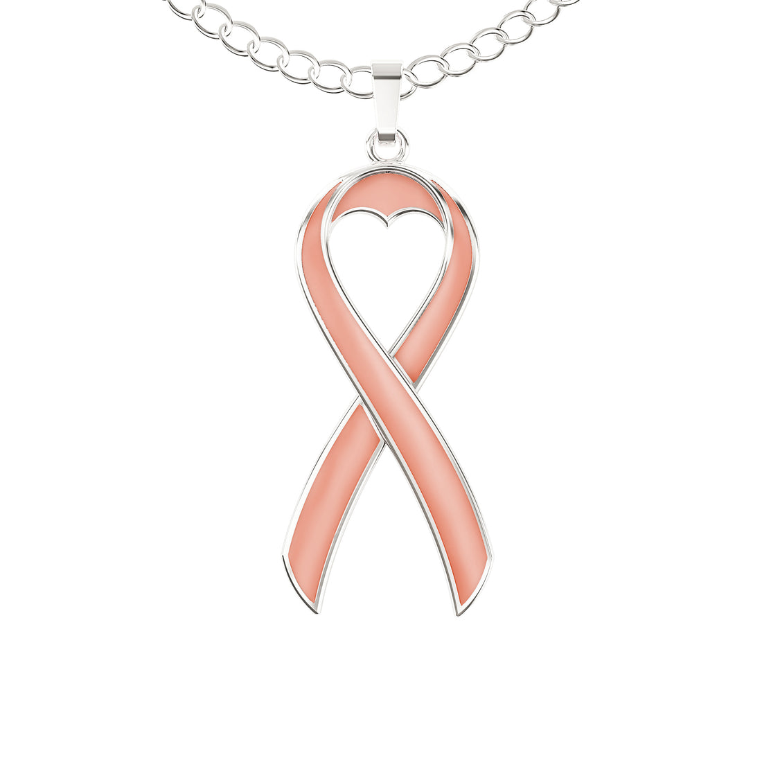 Uterine Cancer Awareness Necklace – Peach Ribbon Pendant, “Together We Are Tougher Than Cancer”
