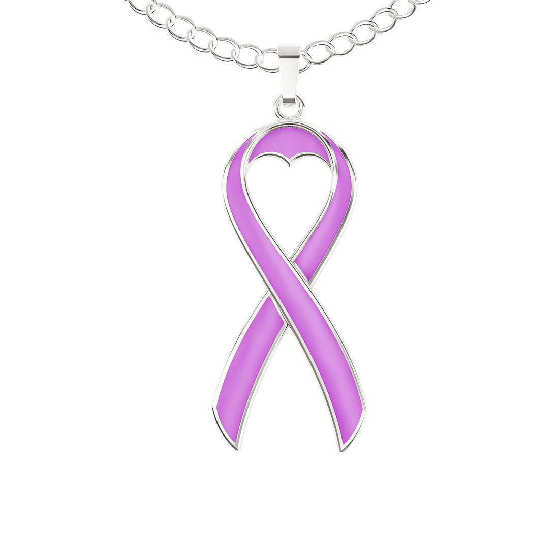 Pancreatic Cancer Awareness Necklace – Purple Ribbon Pendant, “Together We Are Tougher Than Cancer”