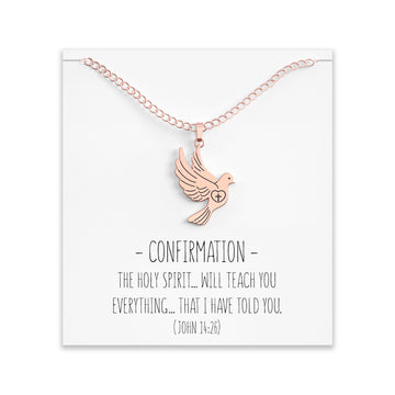 Confirmation Dove Necklace for Teenage Girl – Confirmation Gift - Pendant with Heart Cross and Message Card