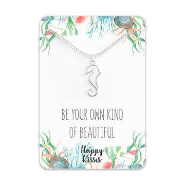 Seahorse Necklace – Silhouette Sea Horse Pendant With Gift Message Card