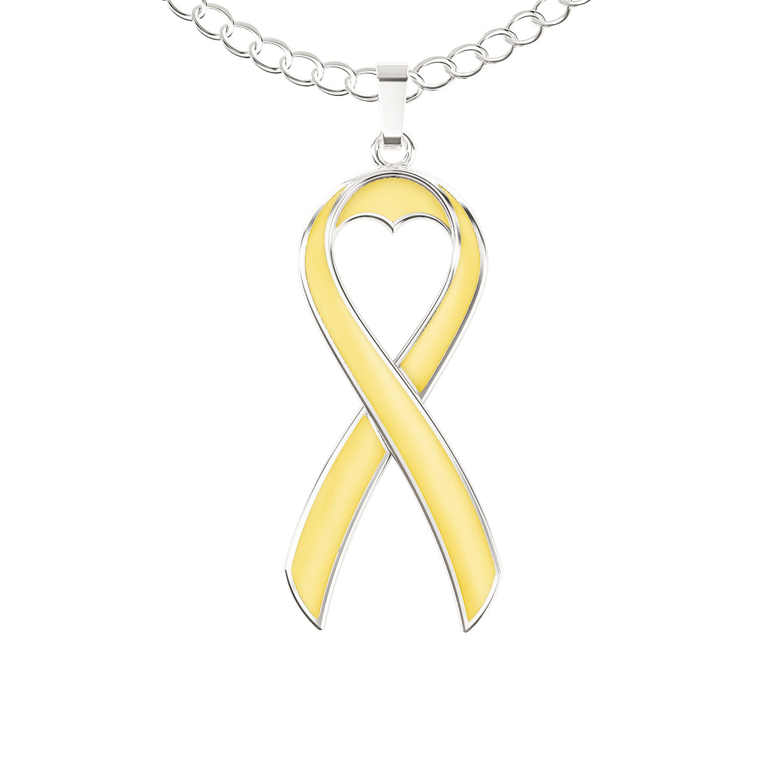 Bone Cancer Awareness Necklace – Yellow Ribbon Pendant, “Together We Are Tougher Than Cancer”
