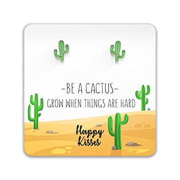 Cactus Earrings - Themed Jewelry Gift For Women and Girls - Cute Western Style Silver Studs